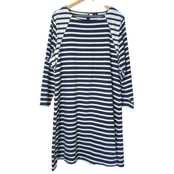 J.Crew 365 Breton Stripe Navy White Fit and Flare Dress Size 2X Nautical Beachy - Picture 1 of 12